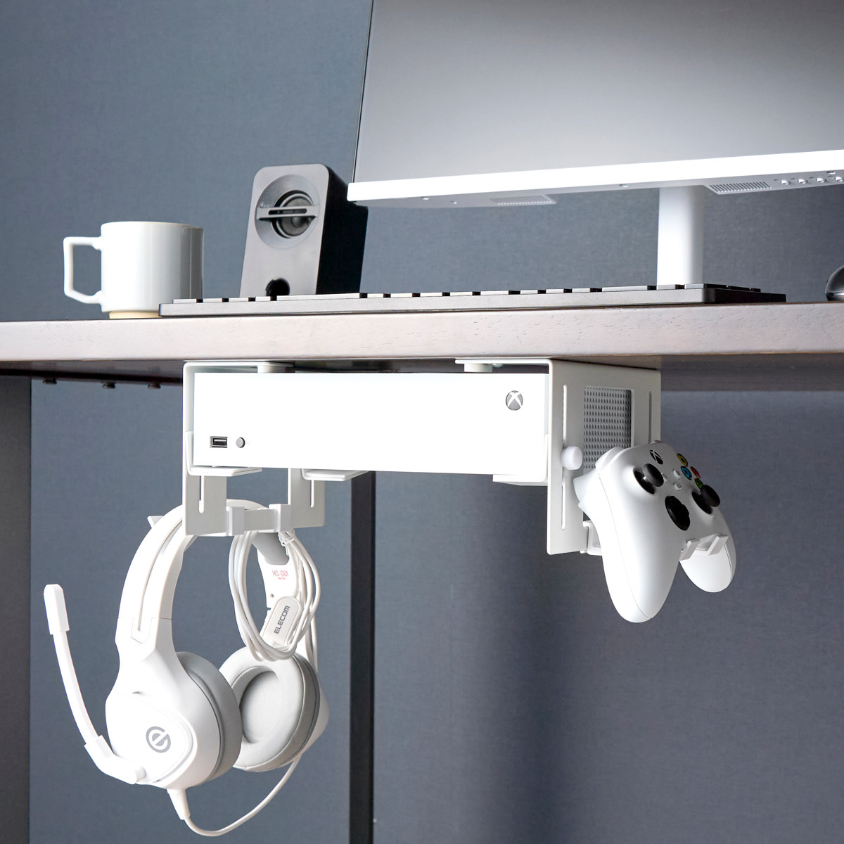 山崎実業 smart 可動式デスク下ゲーム機ホルダー スマート ( 4903208101899 スマートシリーズ デスク下ホルダー ゲーム機ホルダー 可動式 可動式ホルダー デスク下 ゲーム機 ホルダー テーブル下収納ラック ) 【ブラック】 ブラック