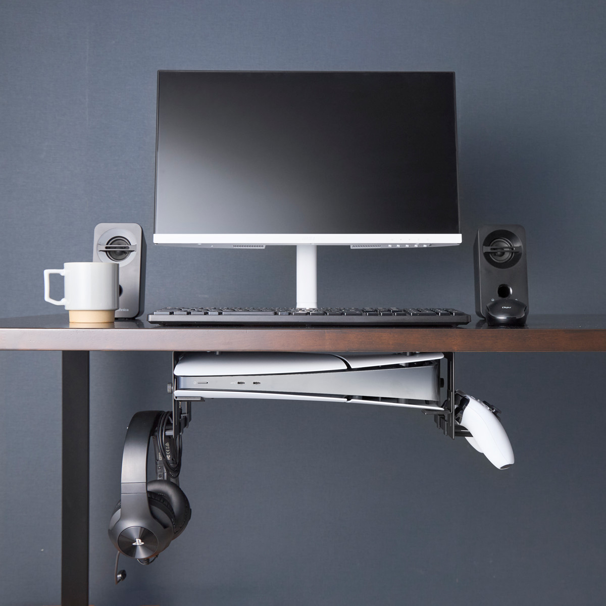 山崎実業 smart 可動式デスク下ゲーム機ホルダー スマート ( 4903208101899 スマートシリーズ デスク下ホルダー ゲーム機ホルダー 可動式 可動式ホルダー デスク下 ゲーム機 ホルダー テーブル下収納ラック ) 【ブラック】 ブラック