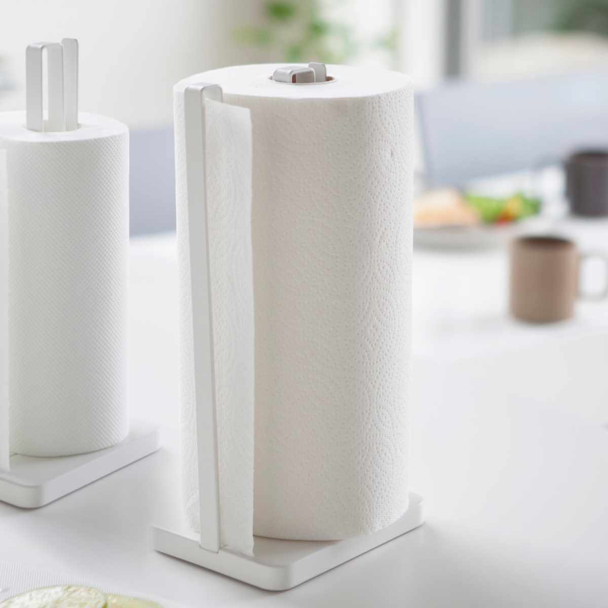 山崎実業 Plate 片手で切れる キッチンペーパーホルダー プレート ホワイト ( 4903208032605 プレートシリーズ ペーパーホルダー ペーパースタンド 縦置き キッチンペーパースタンド クッキングペーパースタンド )