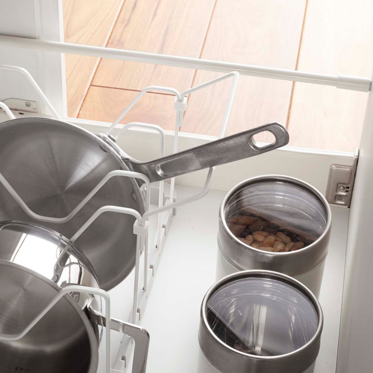 山崎実業 Plate シンク下 伸縮鍋蓋&フライパンスタンド プレート ( 4903208039659 プレートシリーズ 鍋蓋スタンド フライパンスタンド シンク下収納 伸縮スタンド 鍋蓋&フライパン スタンド 伸縮 伸縮式 フライパンラック )