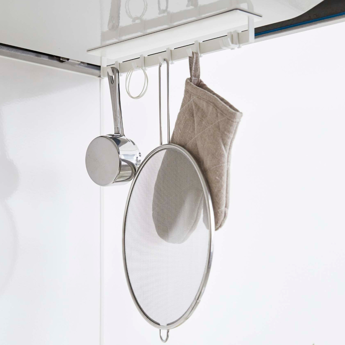 山崎実業 Plate マグネットレンジフードフック プレート ホワイト ( 4903208048415 プレートシリーズ フック レンジフード マグネット マグネット式フック 磁石 キッチンツール収納 吊り下げ収納 キッチンツールフック キ )