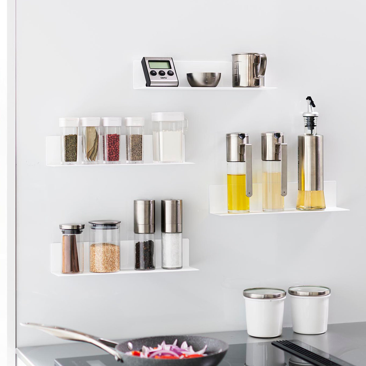 山崎実業 tower マグネットキッチン棚 タワー S ( 4903208100113 タワーシリーズ キッチン棚 キッチンラック マグネット 調味料ラック スパイスラック キッチン 棚 磁石 キッチン収納 ウォールラック 壁面収納 収納 ラック ) 【ホワイト】 ホワイト