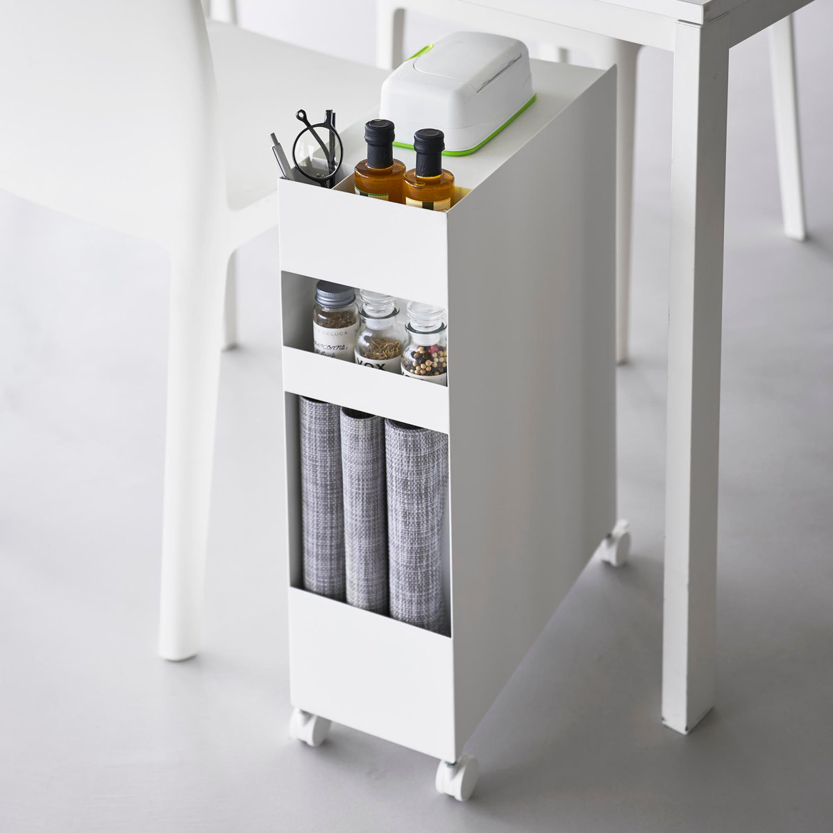 山崎実業 tower 収納バスケットワゴン タワー 3段 ( 4903208100151 タワーシリーズ バスケットワゴン スリムワゴン 収納 バスケット ワゴン 引き出し キャスター付き テーブル下 デスク下 ) 【ブラック】 ブラック