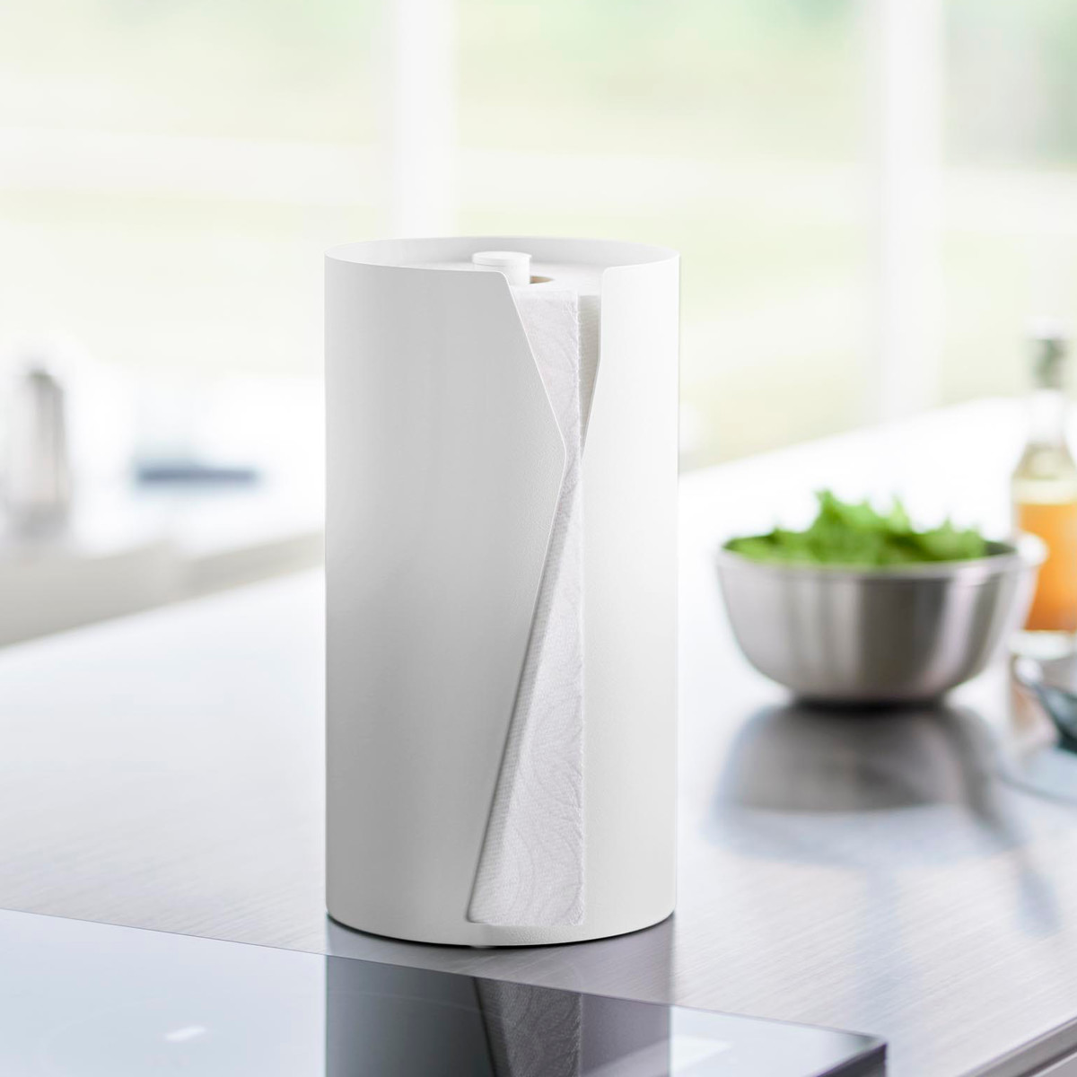 山崎実業 tower 片手でカット隠せるキッチンペーパーホルダー タワー 縦タイプ L ( 4903208100410 タワーシリーズ キッチンペーパーホルダー 縦置き 片手でカットできる 隠せる キッチンペーパー ホルダー ) 【ホワイト】 ホワイト