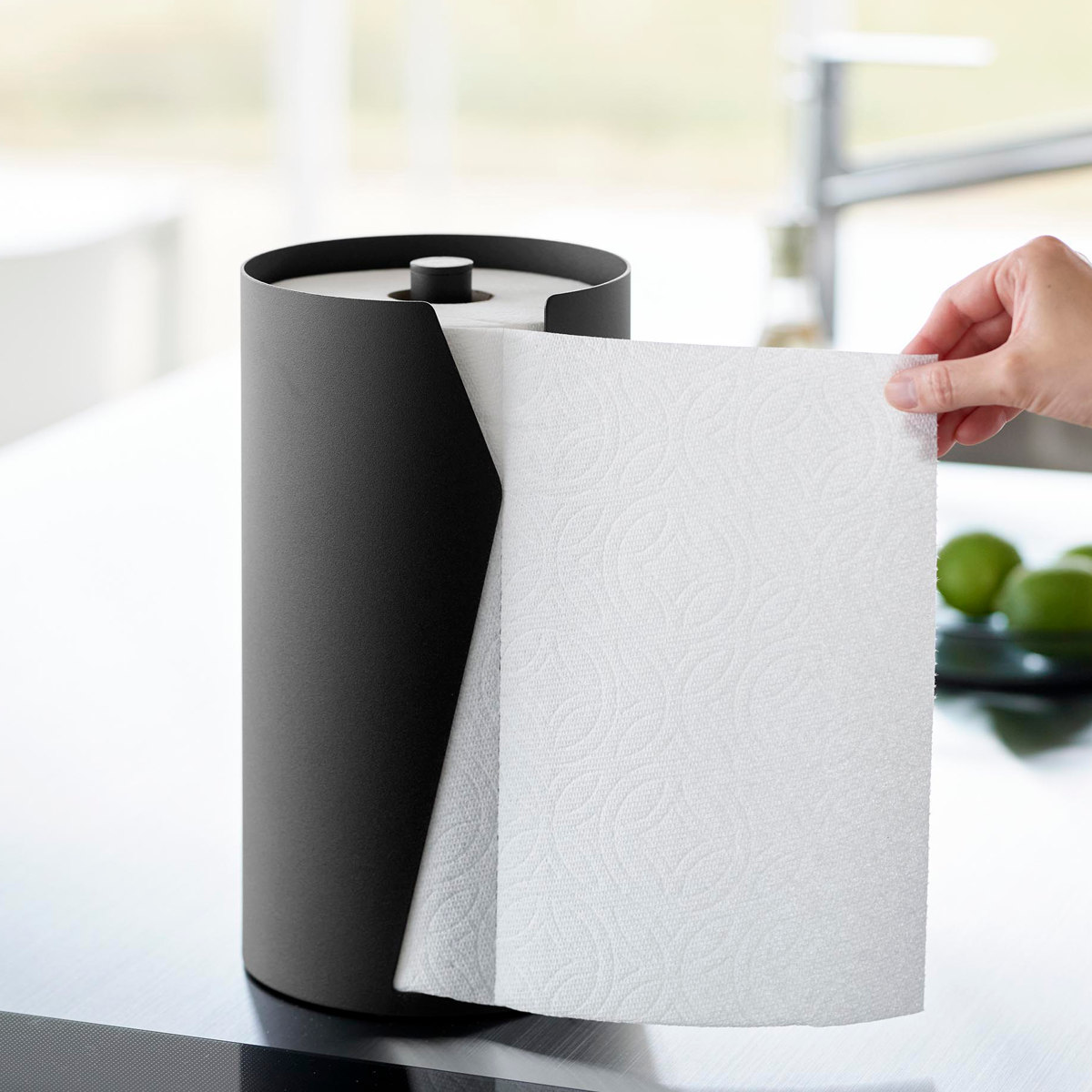 山崎実業 tower 片手でカット隠せるキッチンペーパーホルダー タワー 縦タイプ L ( 4903208100410 タワーシリーズ キッチンペーパーホルダー 縦置き 片手でカットできる 隠せる キッチンペーパー ホルダー ) 【ホワイト】 ホワイト