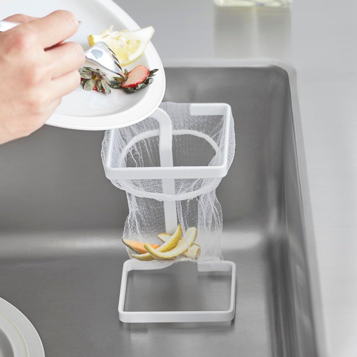 山崎実業 tower コーナーに置ける水切りネットホルダー タワー スクエア ( 4903208102056 タワーシリーズ 水切りネットホルダー 四角 コーナーに置ける 水切りネット ホルダー コーナー コンパクト シンク コーナーラック ) 【ホワイト】 ホワイト