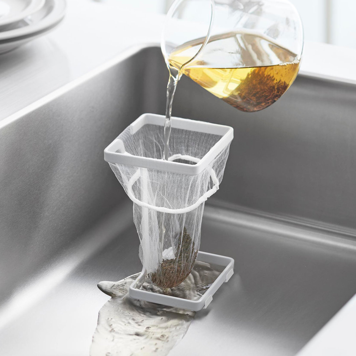 山崎実業 tower コーナーに置ける水切りネットホルダー タワー スクエア ( 4903208102056 タワーシリーズ 水切りネットホルダー 四角 コーナーに置ける 水切りネット ホルダー コーナー コンパクト シンク コーナーラック ) 【ホワイト】 ホワイト