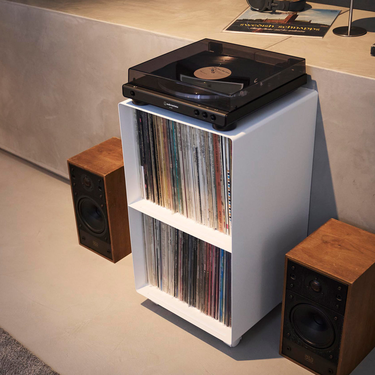 山崎実業 tower レコードラック タワー ( 4903208102292 タワーシリーズ ラック レコード 収納 ディスプレイラック 棚 スチール製 キャスター付き 飾り棚 見せる収納 飾る レコードプレーヤー 大容量 ) 【ブラック】 ブラック