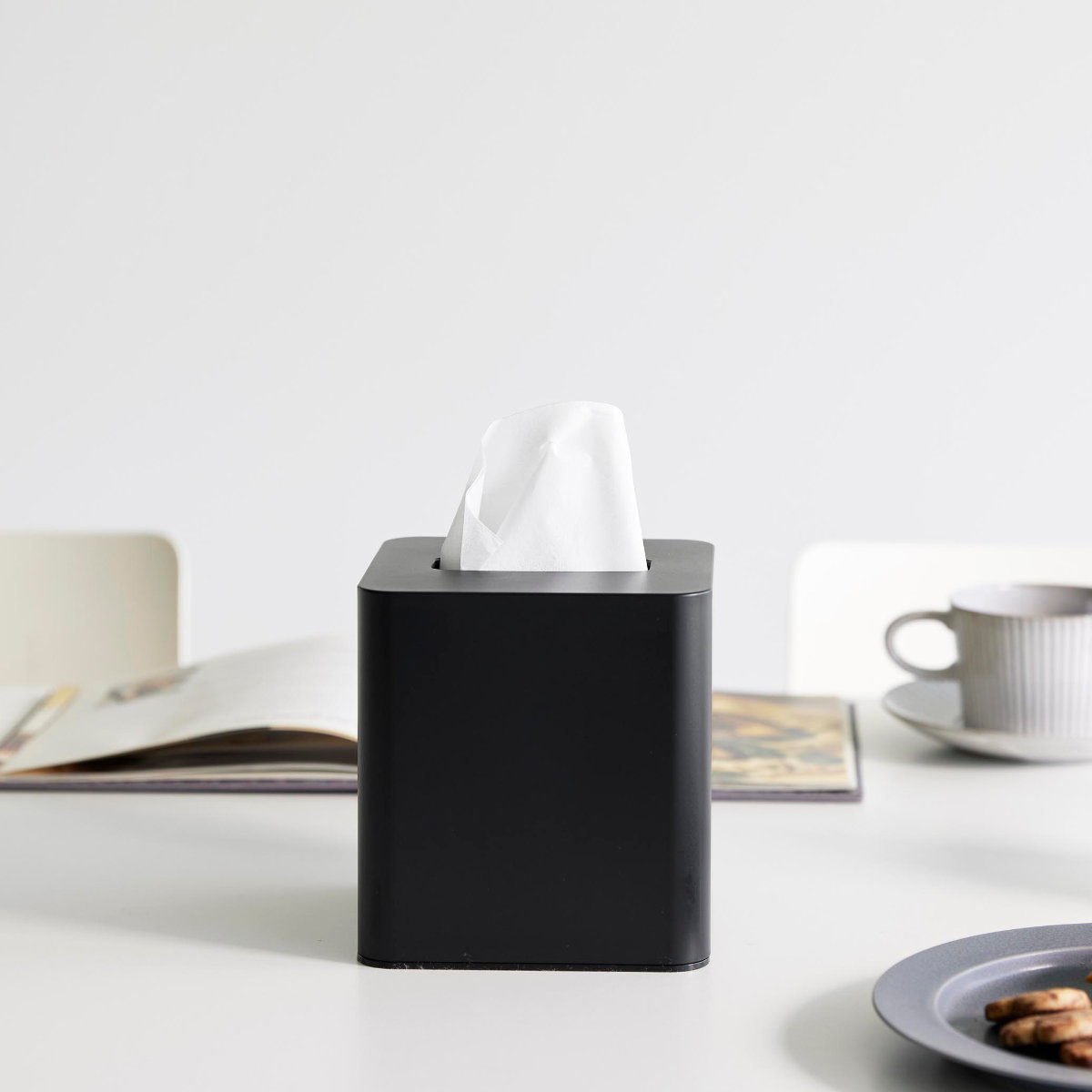 山崎実業 tower コンパクトティッシュケース スクエア タワー ( 4903208100540 タワーシリーズ コンパクト ティッシュケース ティッシュボックス ティッシュカバー ティッシュ スクエアティッシュケース 四角形 ) 【ブラック】 ブラック