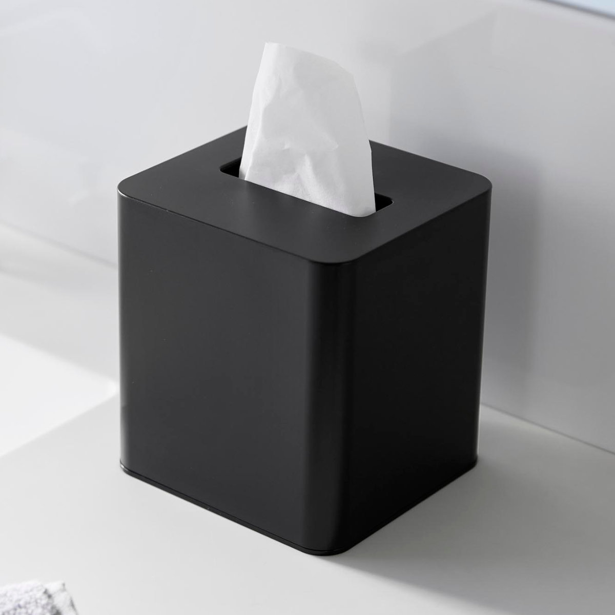 山崎実業 tower コンパクトティッシュケース スクエア タワー ( 4903208100540 タワーシリーズ コンパクト ティッシュケース ティッシュボックス ティッシュカバー ティッシュ スクエアティッシュケース 四角形 ) 【ブラック】 ブラック