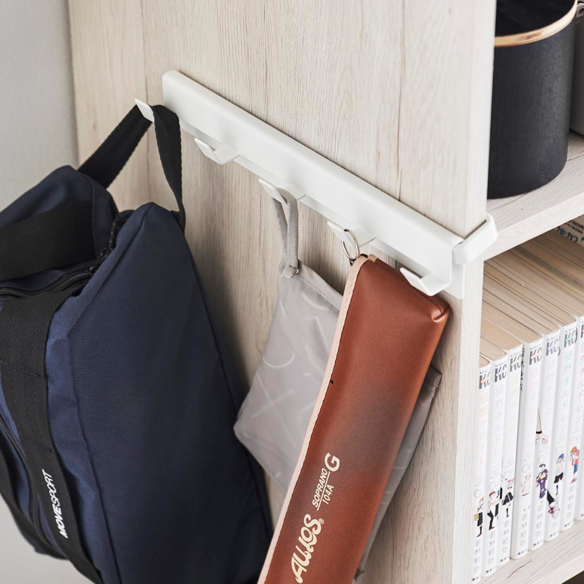 山崎実業 smart カラーボックスに差し込めるフック5連 スマート ( 4903208100700 スマートシリーズ 5連フック フック カラーボックス用 カラーボックスに差し込める 5連タイプ 収納 浮かせる収納 浮かせて収納 ) 【ホワイト】 ホワイト