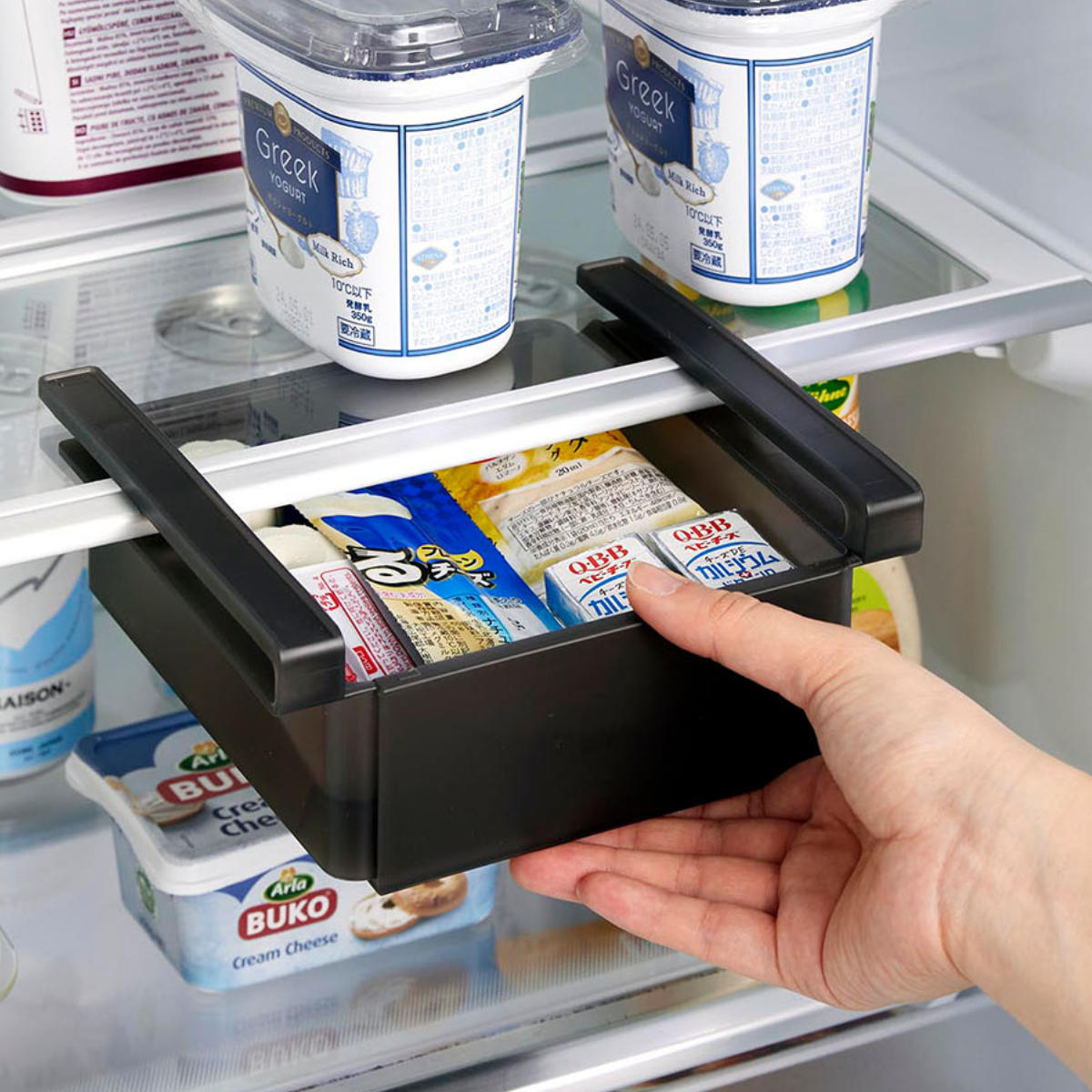 山崎実業 tower 冷蔵庫中棚下伸縮ラック タワー ( 4903208102131 タワーシリーズ 冷蔵庫棚 伸縮ラック 冷蔵庫用 ラック 冷蔵庫中 棚下 伸縮式 伸縮 冷蔵庫整理トレー 引き出し式 吊り下げ 収納 ) 【ホワイト】 ホワイト