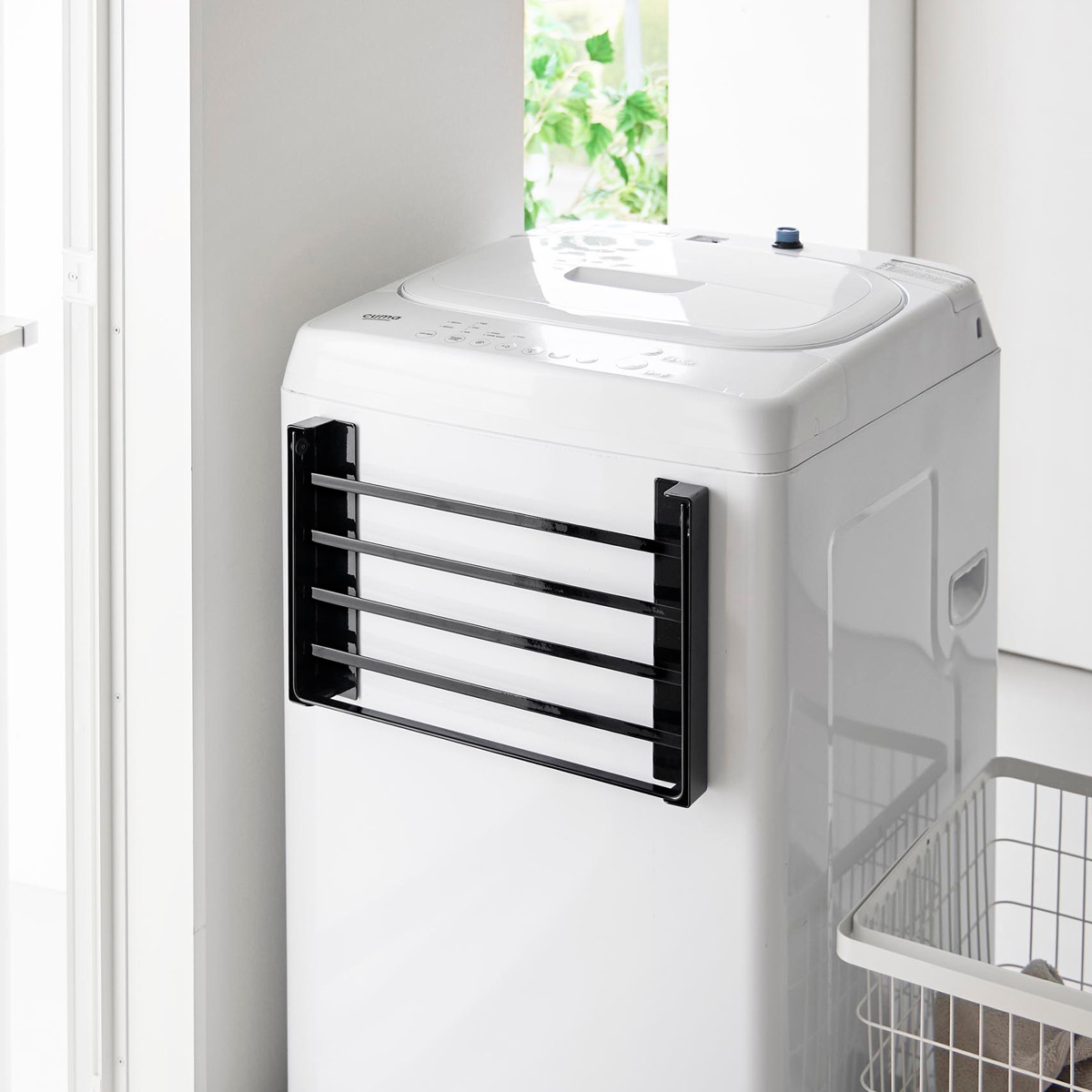 山崎実業 tower 使いやすい高さに開くマグネット洗濯機横折り畳み棚 タワー ( 4903208100199 タワーシリーズ 洗濯機横 折り畳み棚 マグネット ランドリー 一時置き 洗面所 磁石 有効活用 洗濯機 ラック ) 【ブラック】 ブラック