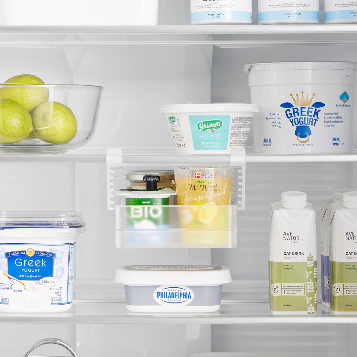 山崎実業 tower 冷蔵庫中棚下高さ調節ラック タワー S ( 4903208101066 タワーシリーズ ラック 冷蔵庫中 棚下収納ラック 高さ調節可能 冷蔵庫 棚下 高さ調節できる 収納ラック 冷蔵庫整理 引き出し式 吊り下げ 収納 ) 【ブラック】 ブラック