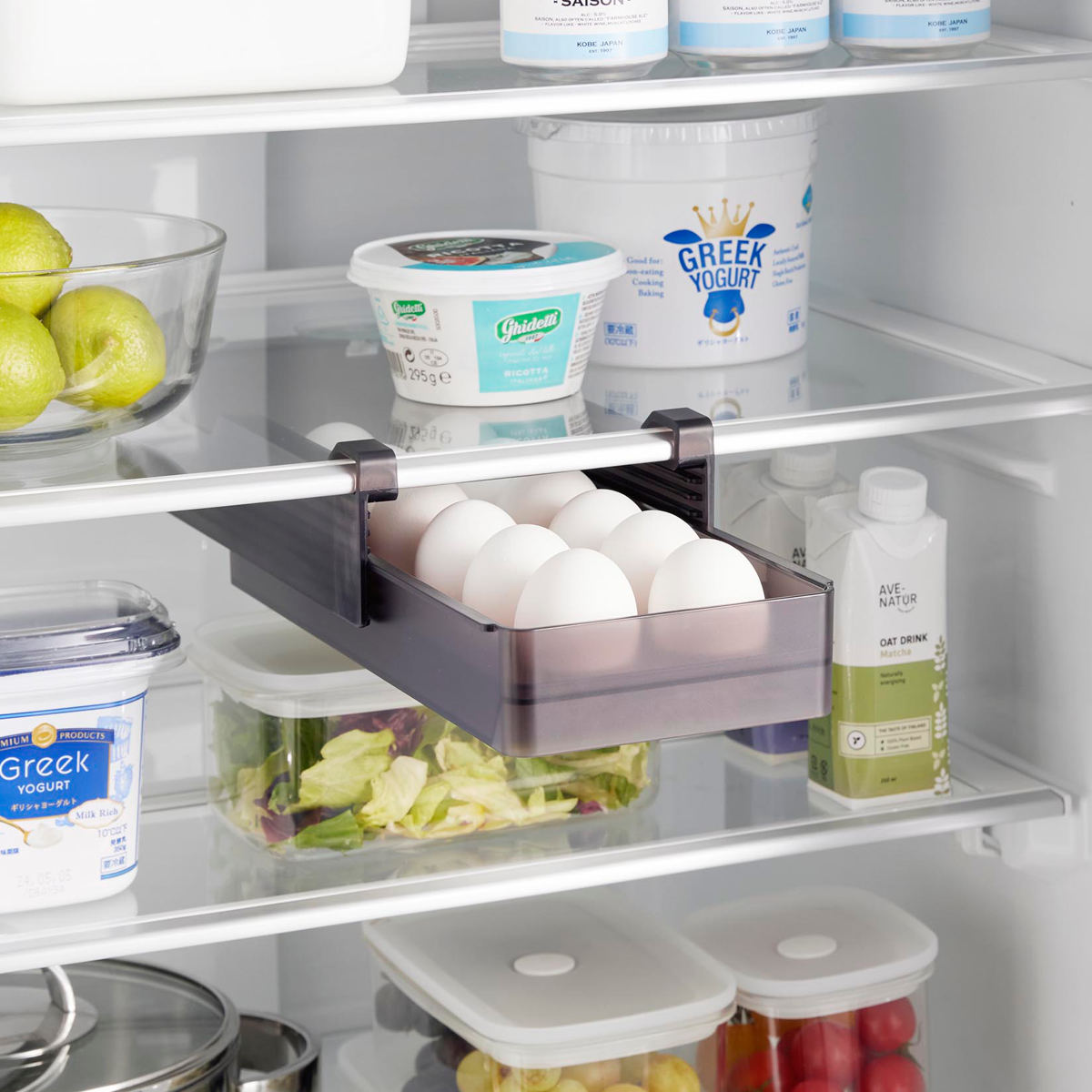 山崎実業 tower 冷蔵庫中棚下高さ調節卵ラック タワー S ( 4903208101080 タワーシリーズ 卵ラック 冷蔵庫中 棚下収納ラック 高さ調節可能 冷蔵庫 棚下 高さ調節できる 吊り下げ 収納 卵収納 たまご 卵 玉子 ) 【ブラック】 ブラック