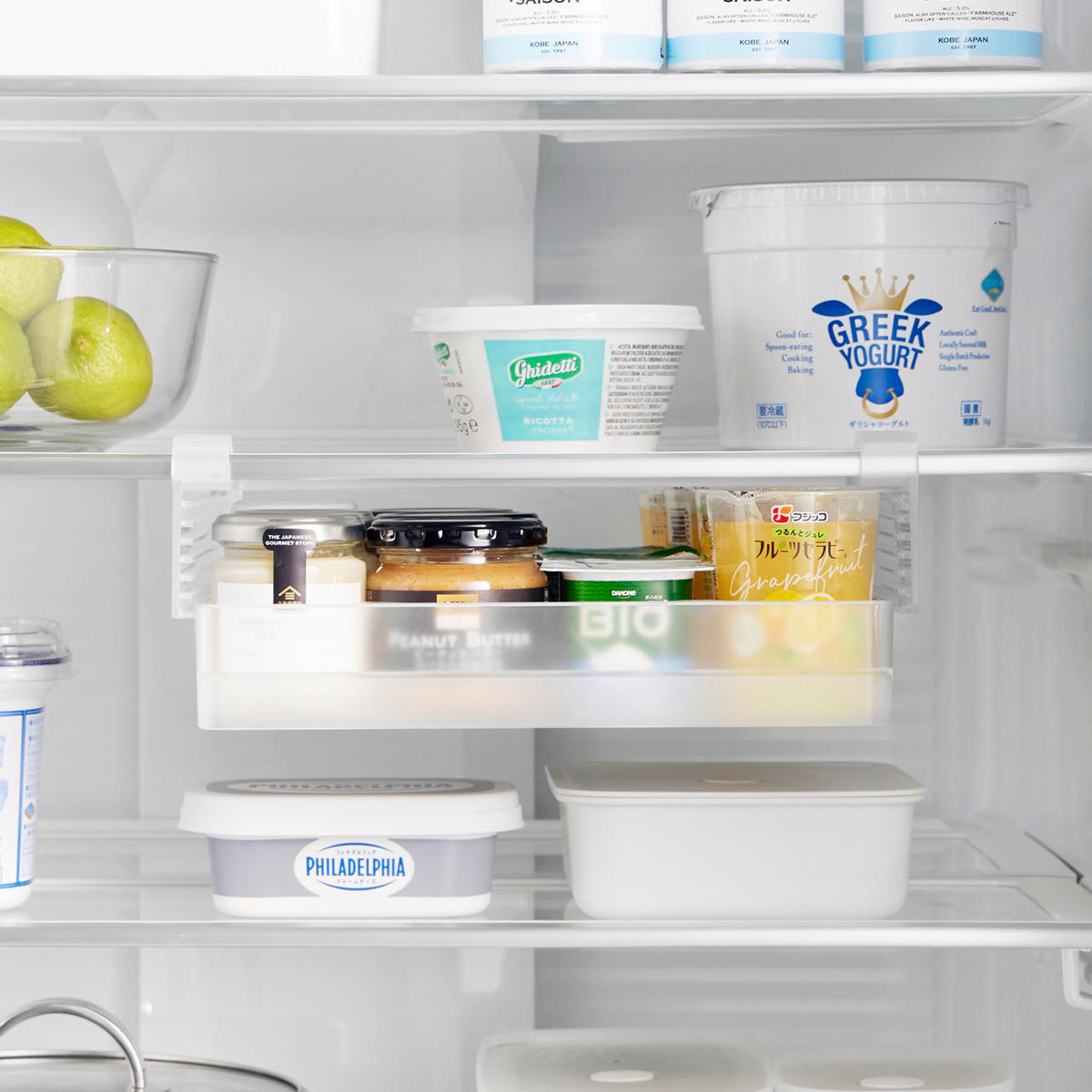 山崎実業 tower 冷蔵庫中棚下高さ調節ラック タワー L ( 4903208101103 タワーシリーズ 冷蔵庫中 棚下収納ラック 高さ調節可能 冷蔵庫 棚下 高さ調節できる 収納ラック 冷蔵庫整理 引き出し式 吊り下げ 収納 ) 【ブラック】 ブラック