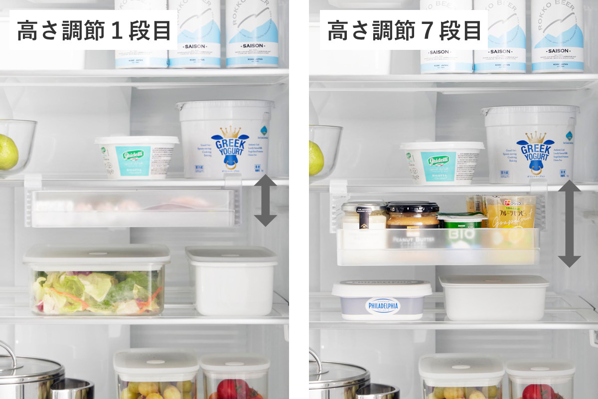 山崎実業 tower 冷蔵庫中棚下高さ調節ラック タワー L ( 4903208101103 タワーシリーズ 冷蔵庫中 棚下収納ラック 高さ調節可能 冷蔵庫 棚下 高さ調節できる 収納ラック 冷蔵庫整理 引き出し式 吊り下げ 収納 ) 【ブラック】 ブラック