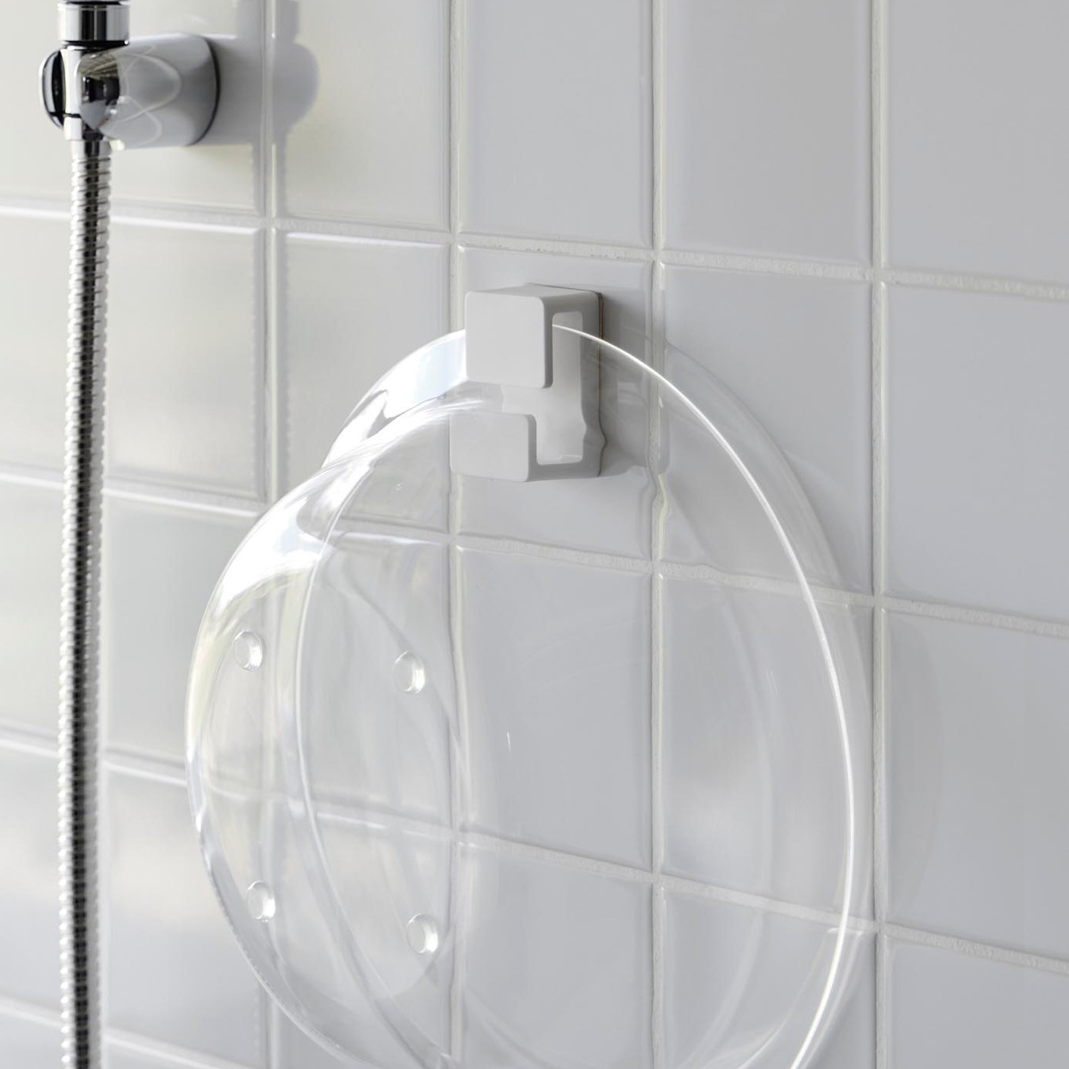 山崎実業 MIST フィルムフック湯おけホルダー ミスト ( 4903208102810 ミストシリーズ 湯おけホルダー 手おけホルダー フィルムフック 壁掛けフック 収納ラック バスラック 風呂 浴室 壁面収納 壁面 浮かせる収納 浮かせて収納 )