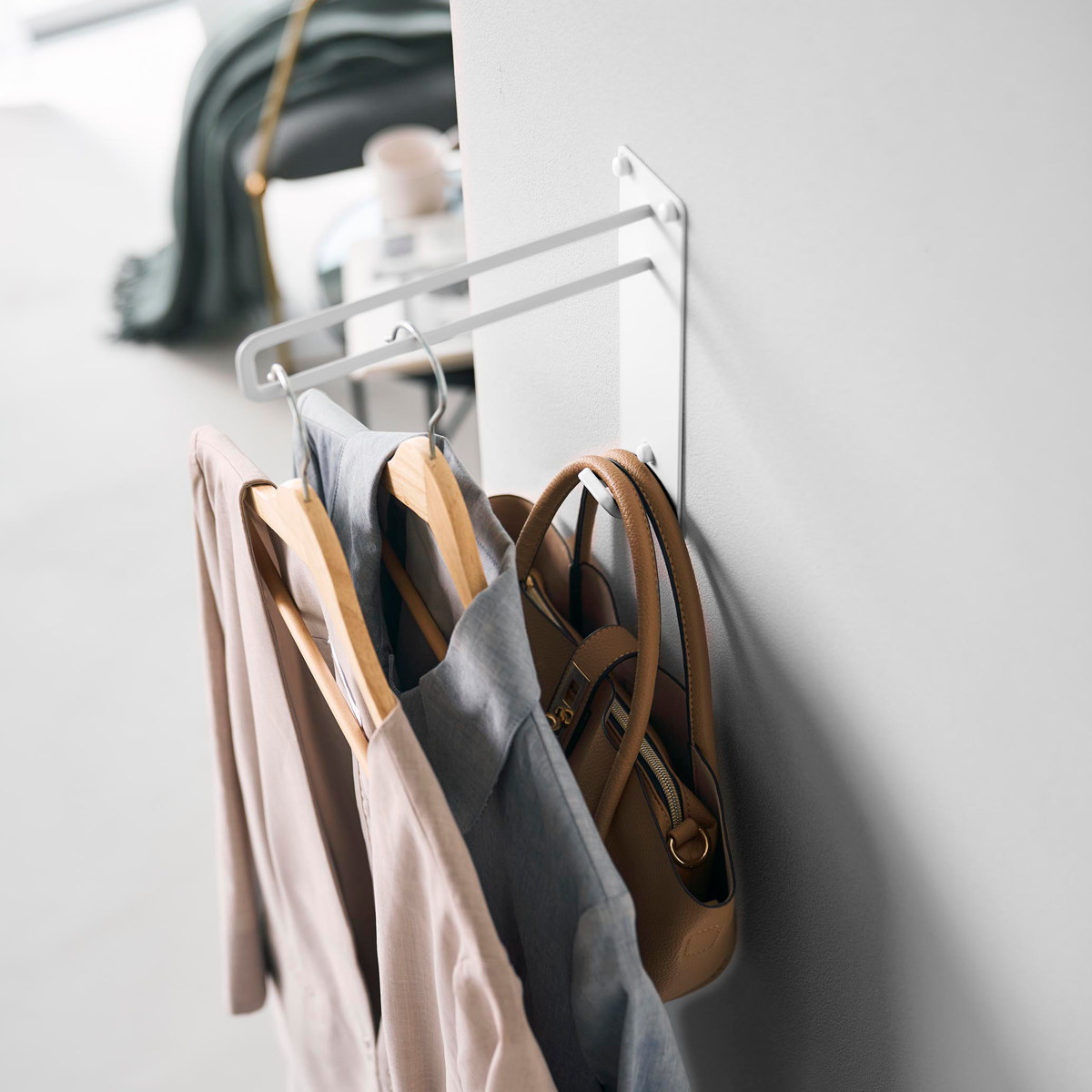 山崎実業 tower 壁付けちょい干しハンガー タワー ( 4903208103879 タワーシリーズ 室内物干し 室内干し 部屋干し 壁付け ちょい干し ハンガー 壁面 壁面設置 物干し 室内 取付簡単 省スペース 一時置き ) 【ブラック】 ブラック