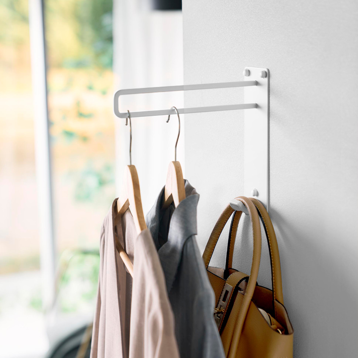 山崎実業 tower 壁付けちょい干しハンガー タワー ( 4903208103879 タワーシリーズ 室内物干し 室内干し 部屋干し 壁付け ちょい干し ハンガー 壁面 壁面設置 物干し 室内 取付簡単 省スペース 一時置き ) 【ブラック】 ブラック