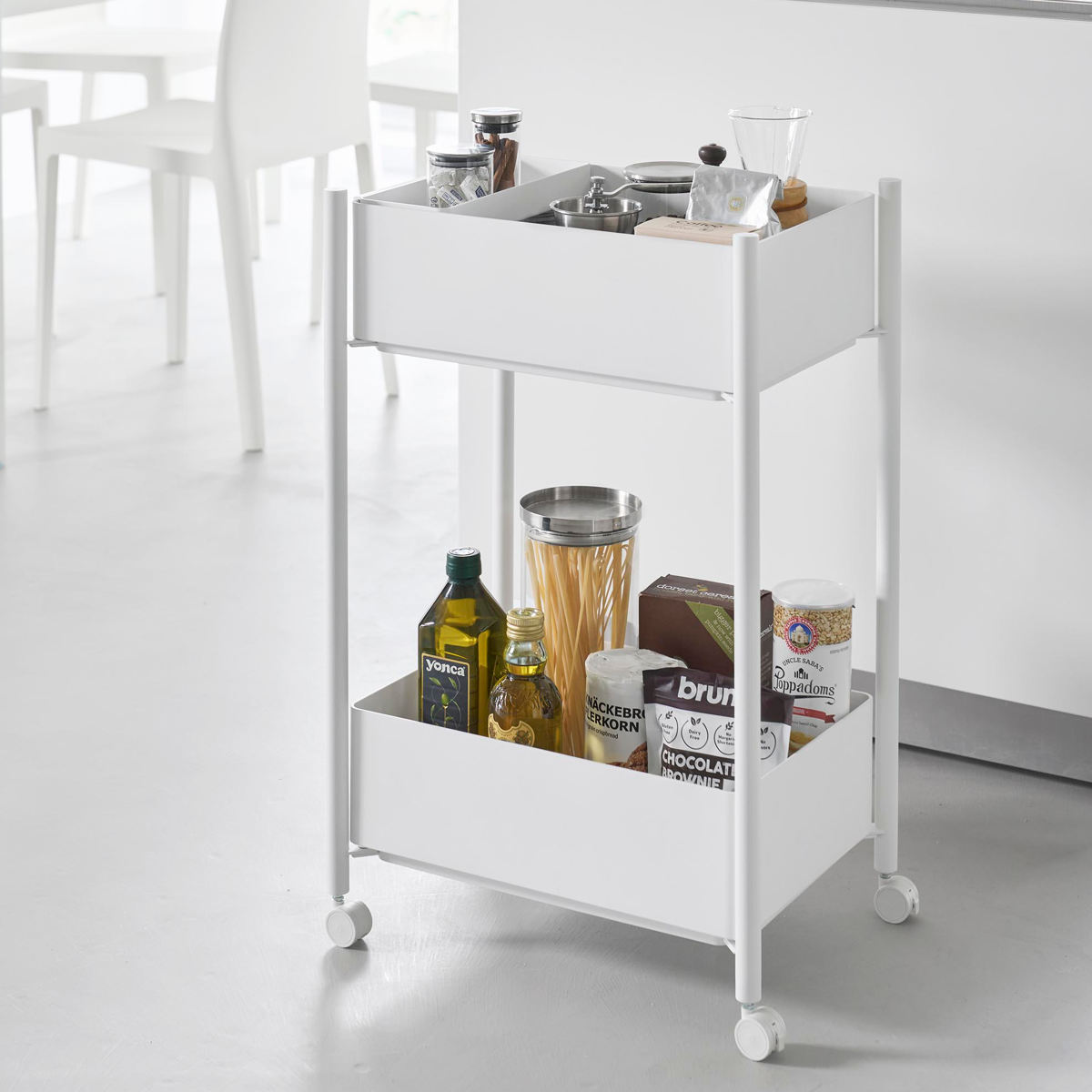 山崎実業 tower 小物トレー付き収納ワゴン 2段 タワー ( 4903208101837 タワーシリーズ 収納ワゴン 2段ワゴン 小物トレー 収納 ワゴン コンパクト キャスター付き 収納ラック ラック 二段 インテリア ) 【ブラック】 ブラック