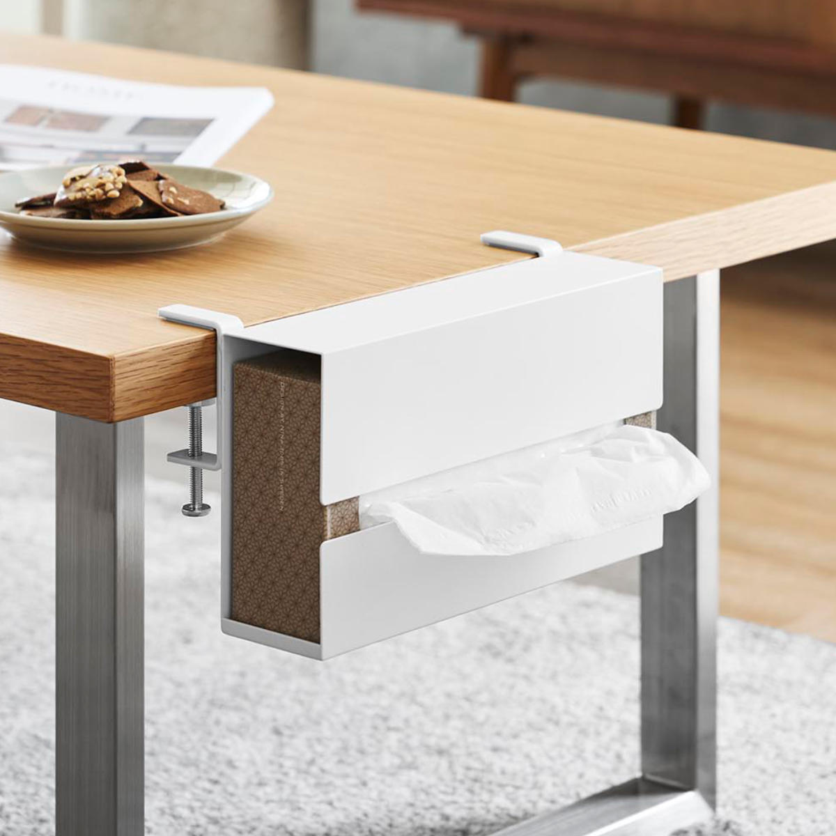 山崎実業 tower テーブル横ティッシュケース タワー ( 4903208103718 タワーシリーズ ティッシュケース ティッシュペーパー テーブル横 ティッシュ ケース テーブルサイド 交換しやすい ティッシュカバー ) 【ブラック】 ブラック