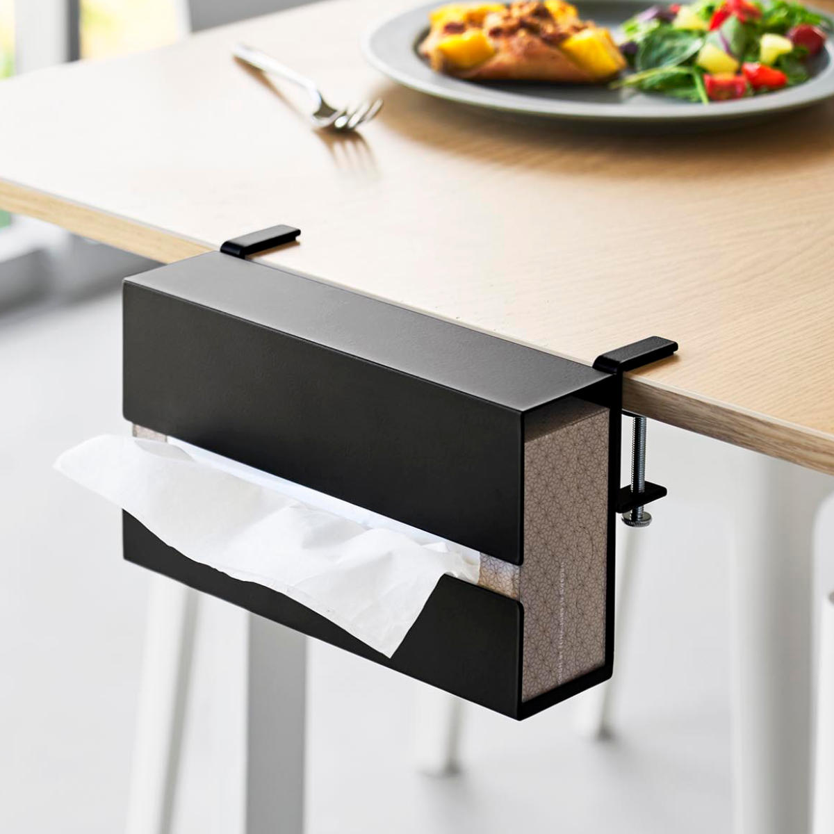 山崎実業 tower テーブル横ティッシュケース タワー ( 4903208103718 タワーシリーズ ティッシュケース ティッシュペーパー テーブル横 ティッシュ ケース テーブルサイド 交換しやすい ティッシュカバー ) 【ブラック】 ブラック