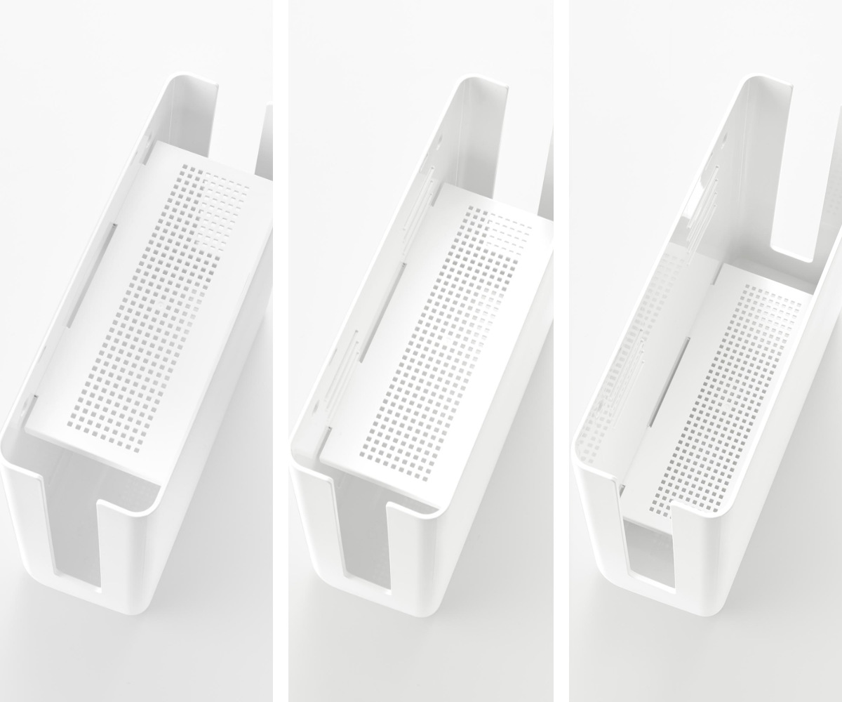 山崎実業 smart 蓋付き重ねられる仕切り付きスリムルーター収納ケース スマート ( 4903208103145 スマートシリーズ ルーター収納ケース スリム 蓋付き 重ねられる 仕切り付き ルーター 収納ケース 隠せる ルーター収納 壁面収納 壁 ) 【ホワイト】 ホワイト