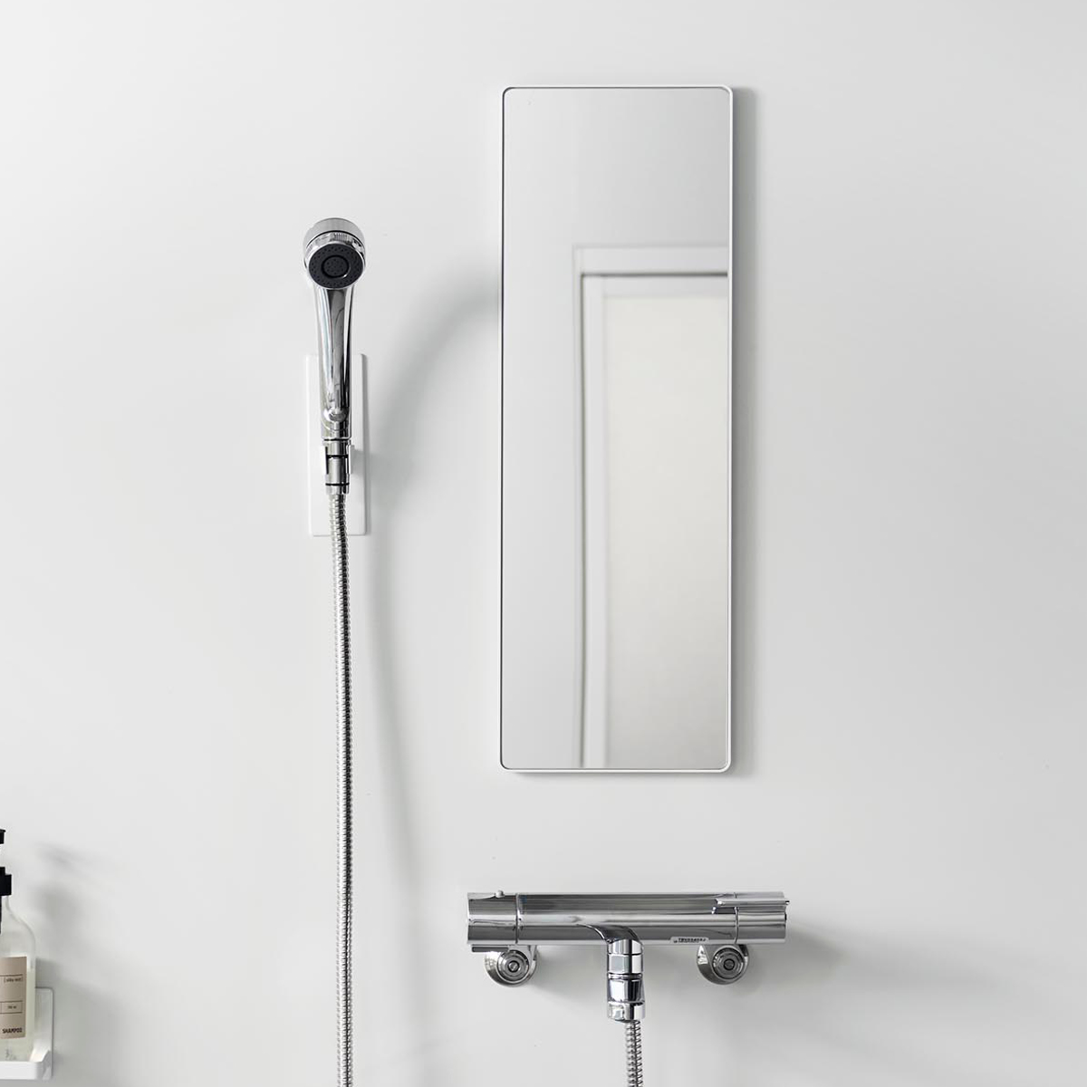 山崎実業 tower マグネットバスルームミラー タワー 角型 ロング ( 4903208103084 タワーシリーズ バスルームミラー 鏡 風呂 磁石 マグネット バスルーム ミラー くもり止め バスミラー 長方形 かがみ ) 【ブラック】 ブラック