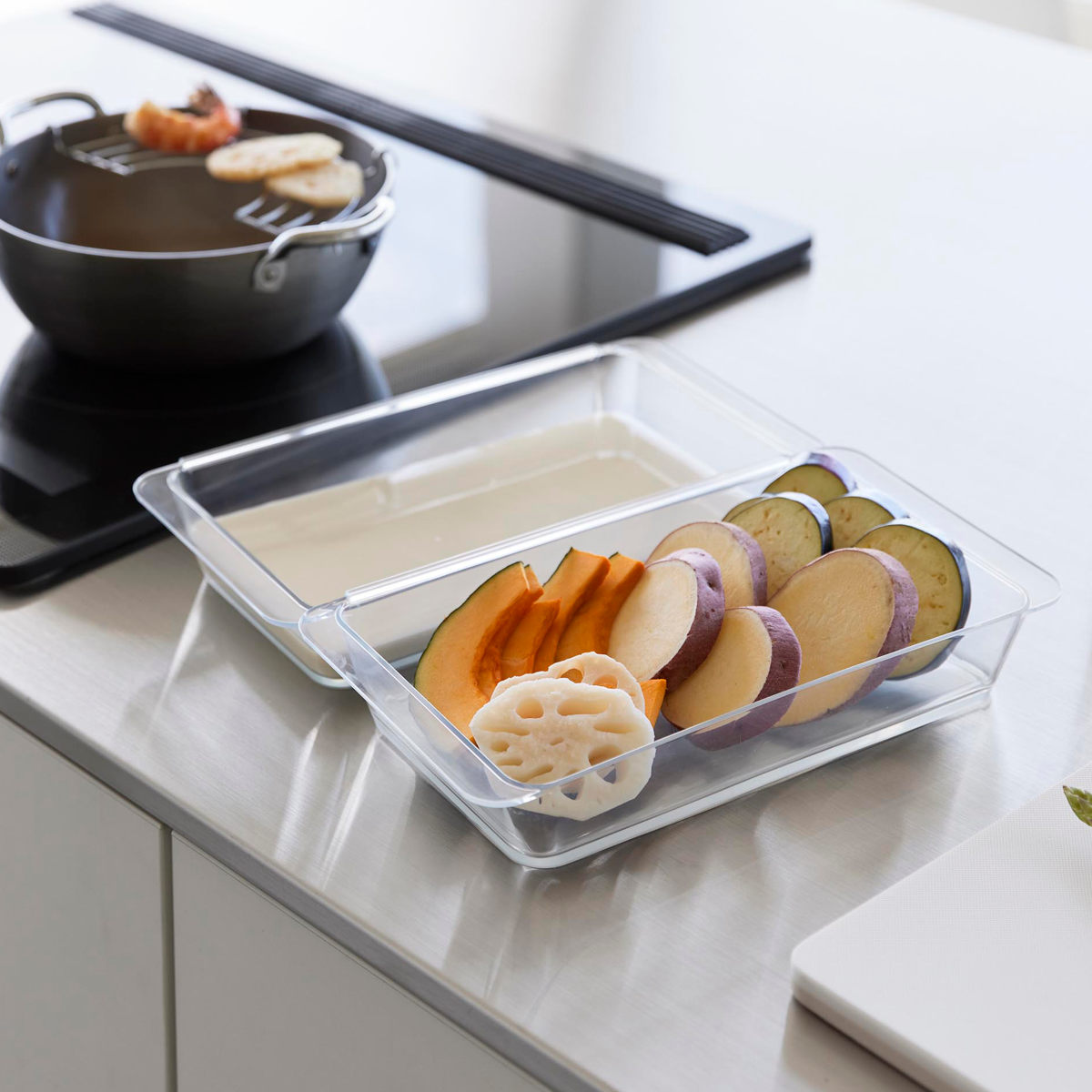 山崎実業 tower 電子レンジ対応連結できる洗いやすい下ごしらえ調理トレー タワー 深型 2個組 クリア ( 4903208103374 タワーシリーズ 調理トレー 連結可能 2個 食洗機対応 電子レンジ対応 )