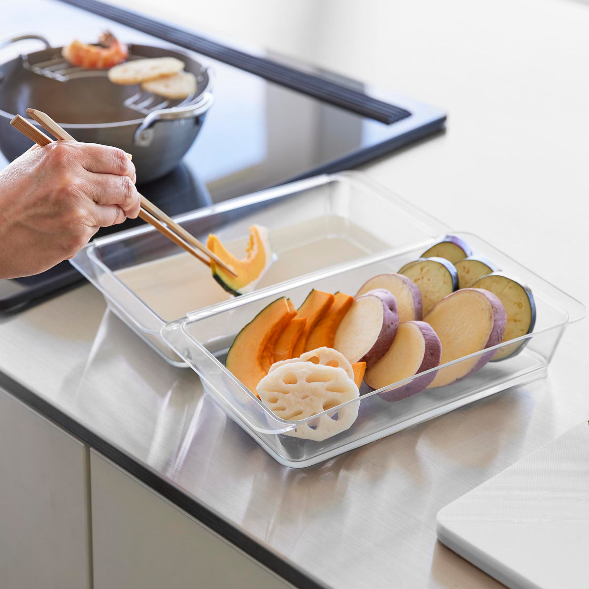 山崎実業 tower 電子レンジ対応連結できる洗いやすい下ごしらえ調理トレー タワー 深型 2個組 クリア ( 4903208103374 タワーシリーズ 調理トレー 連結可能 2個 食洗機対応 電子レンジ対応 )