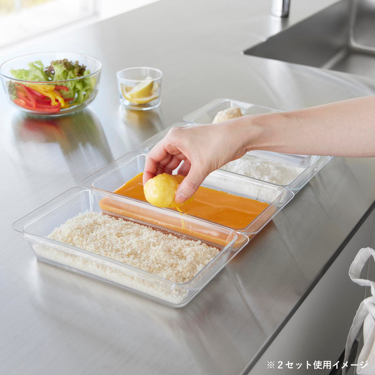 山崎実業 tower 電子レンジ対応連結できる洗いやすい下ごしらえ調理トレー タワー 深型 2個組 クリア ( 4903208103374 タワーシリーズ 調理トレー 連結可能 2個 食洗機対応 電子レンジ対応 )