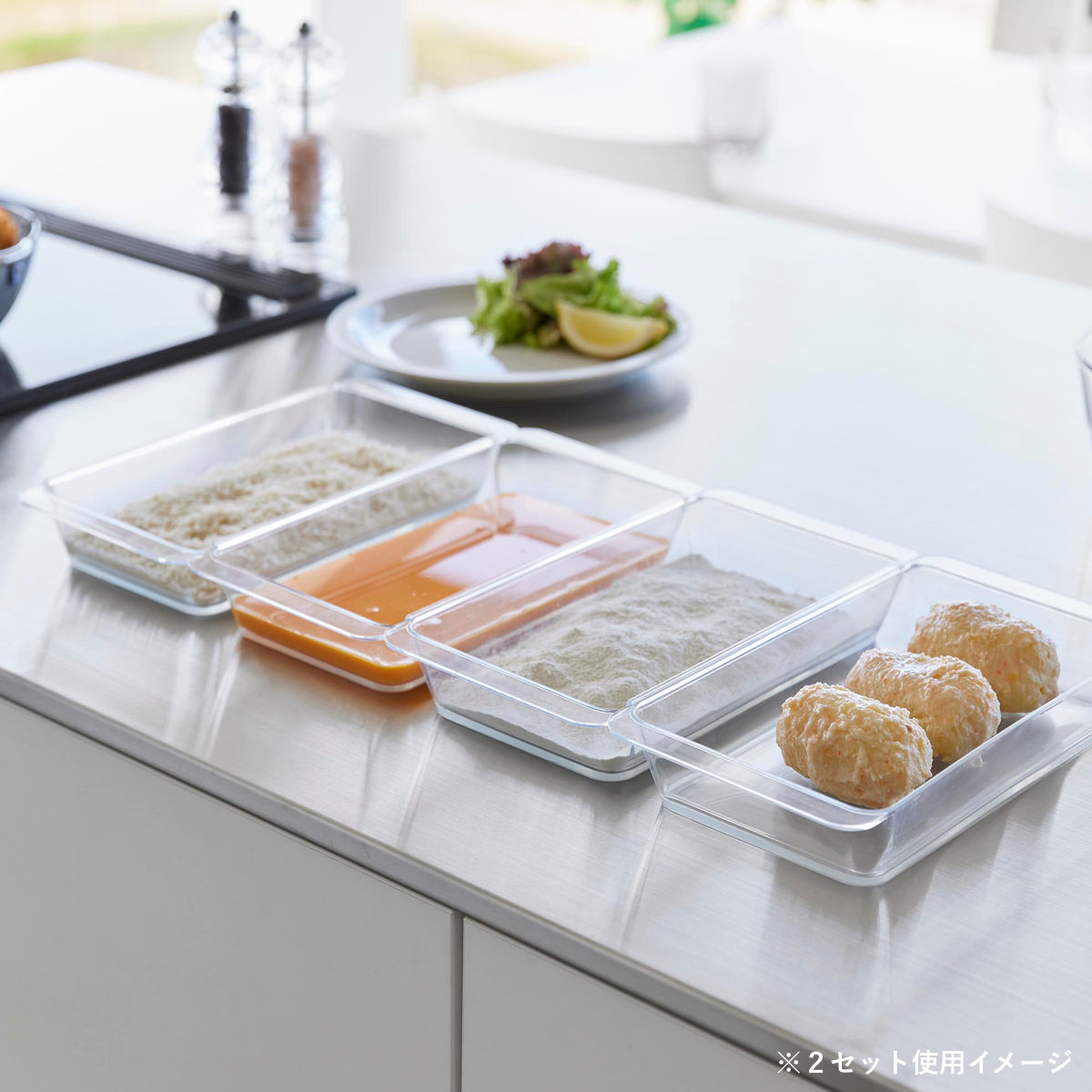 山崎実業 tower 電子レンジ対応連結できる洗いやすい下ごしらえ調理トレー タワー 深型 2個組 クリア ( 4903208103374 タワーシリーズ 調理トレー 連結可能 2個 食洗機対応 電子レンジ対応 )