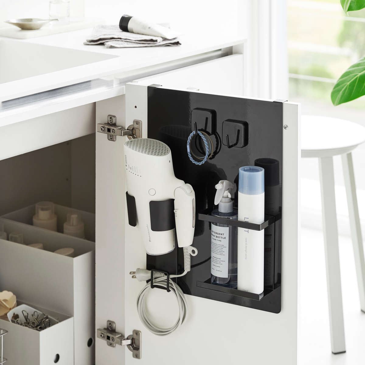 山崎実業 tower シンク扉スチールパネル タワー ( 4903208107839 タワーシリーズ スチールパネル キッチン 収納 マグネットボード シンク扉 パネル マグネット収納 キッチン収納 ) 【ブラック】 ブラック