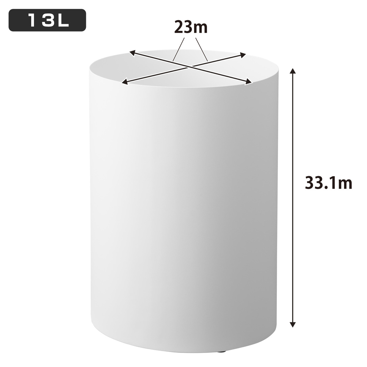 山崎実業 tower トラッシュカン タワー 丸型 13L ( 4903208109208 タワーシリーズ ごみ箱 13リットル くず入れ 丸 コンパクト リビング 洗面所 ふたなし 捨てやすい ) 【ホワイト】 ホワイト