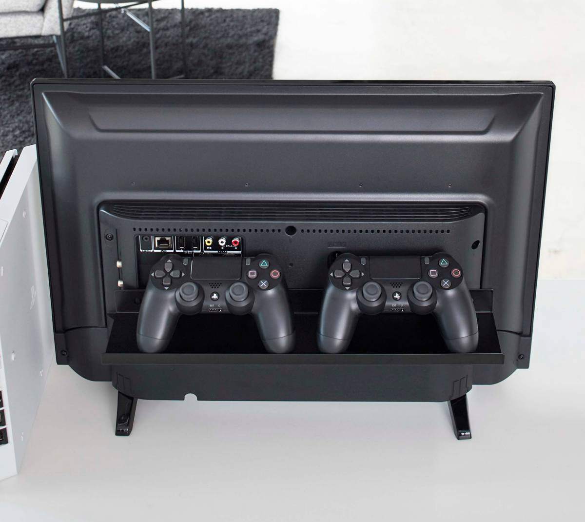 山崎実業 smart テレビ裏ラック スマート ワイド40 ( 4903208048859 テレビ裏 テレビ 背面 テレビ裏収納 収納 ラック 棚 ルーター 電源タップ ゲーム機 TV 裏 シンプル おしゃれ スピーカー 掃除道具 ブラック 黒 隠す収納 )