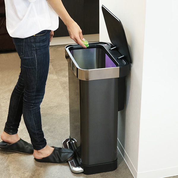 正規品 ゴミ箱 シンプルヒューマン ペダル式 ふた付き simplehuman 45L ホワイト レクタンギュラーステップダストボックス ( 分別 ごみ箱 キッチン スリム ダストボックス ステンレス おしゃれ 45 リットル )