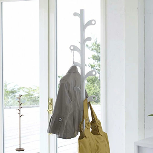 ハンガーラック スリム ポールハンガー リーフ L ホワイト ( コートハンガー ハンガーポール ラック スリムラック コートツリー 洋服掛け コート掛け カバン 鞄 帽子 収納 ) 【ブラウン】