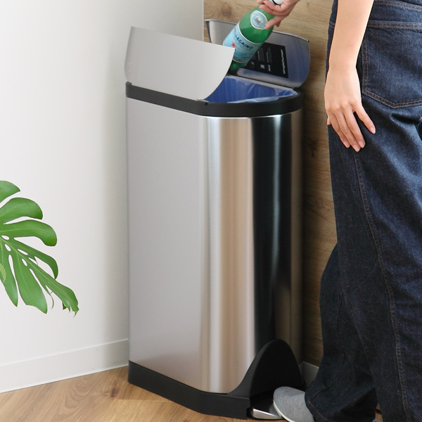 正規品 ゴミ箱 シンプルヒューマン simplehuman バタフライステップカン 30L ペダル式 ステンレス ( おしゃれ スリム ごみ箱 CW1824 ふた付き 縦型 ごみばこ ダストボックス 30 リットル キッチン )