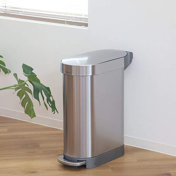 正規品 ゴミ箱 シンプルヒューマン simplehuman 45L スリムステップカン ステンレス ふた付き ( ダストボックス ごみ箱 キッチン スリム ペダル くずかご おしゃれ 袋 見えない 45 リットル リビング )