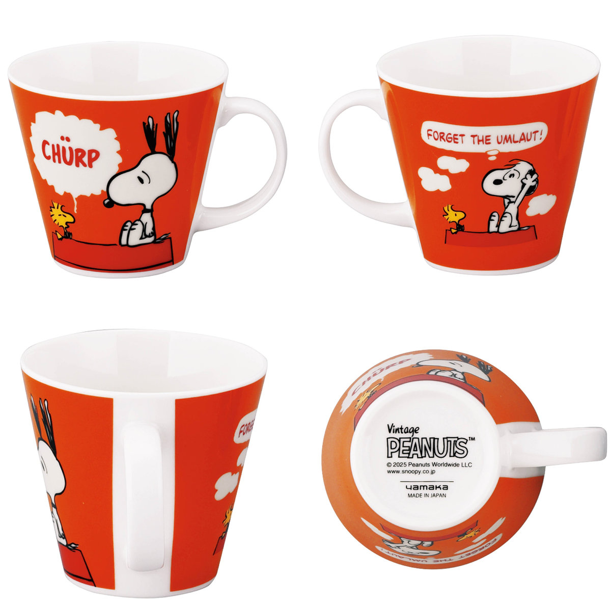 マグカップ マグ スヌーピー ( 340ml 電子レンジ対応 食洗機対応 磁器 日本製 マグコップ カップ 食器 コミックレトロ キャラクター かわいい プレゼント ギフト ) 【オレンジ】 オレンジ
