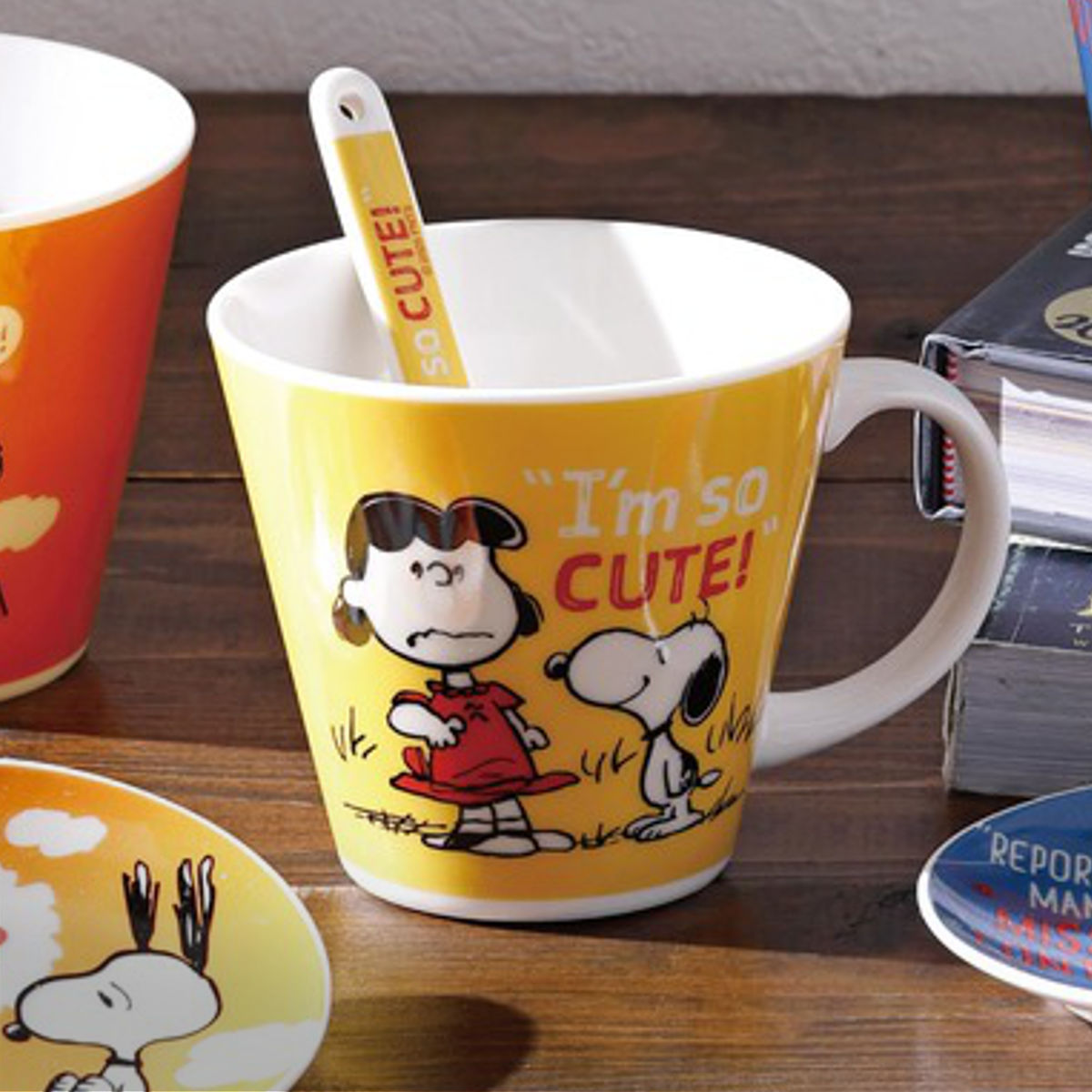マグカップ マグ スヌーピー ( 340ml 電子レンジ対応 食洗機対応 磁器 日本製 マグコップ カップ 食器 コミックレトロ キャラクター かわいい プレゼント ギフト ) 【オレンジ】 オレンジ