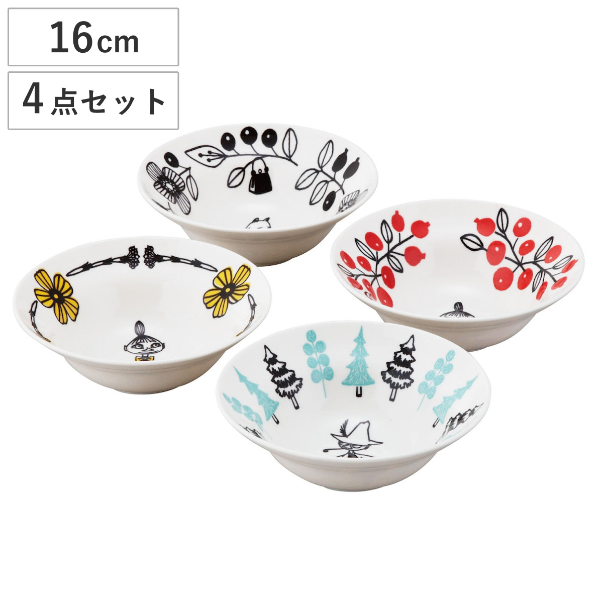 ボウル MOOMIN ボウルセット （ 16cm 4点セット 食洗機対応 電子レンジ対応 磁器 日本製 鉢 器 うつわ 食器 ムーミン 北欧 かわいい おしゃれ プレゼント ギフト キャラクター ）