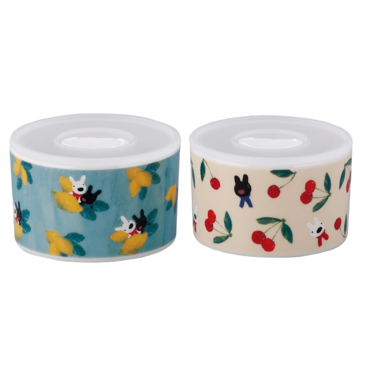 保存容器 リサとガスパール ペアレンジセット ( 磁器 密閉 電子レンジ対応 食洗機対応 保存 容器 食品保存 作り置き 日本製 蓋付き キャラクター おしゃれ かわいい シンプル 冷蔵庫 食器 北欧 皿 器 スタッキング )