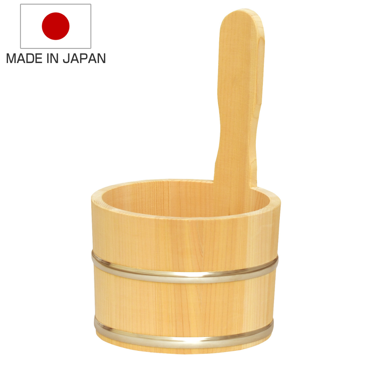 湯桶 木製 片手湯桶 ステンレスタガ 椹 サワラ ( 手桶 天然木 手おけ 桶 おけ 湯おけ 風呂おけ お風呂 木 さわら 銭湯 温泉 片手 持ち手 取っ手 木目 すくいやすい 洗面器 レトロ 日本製 )