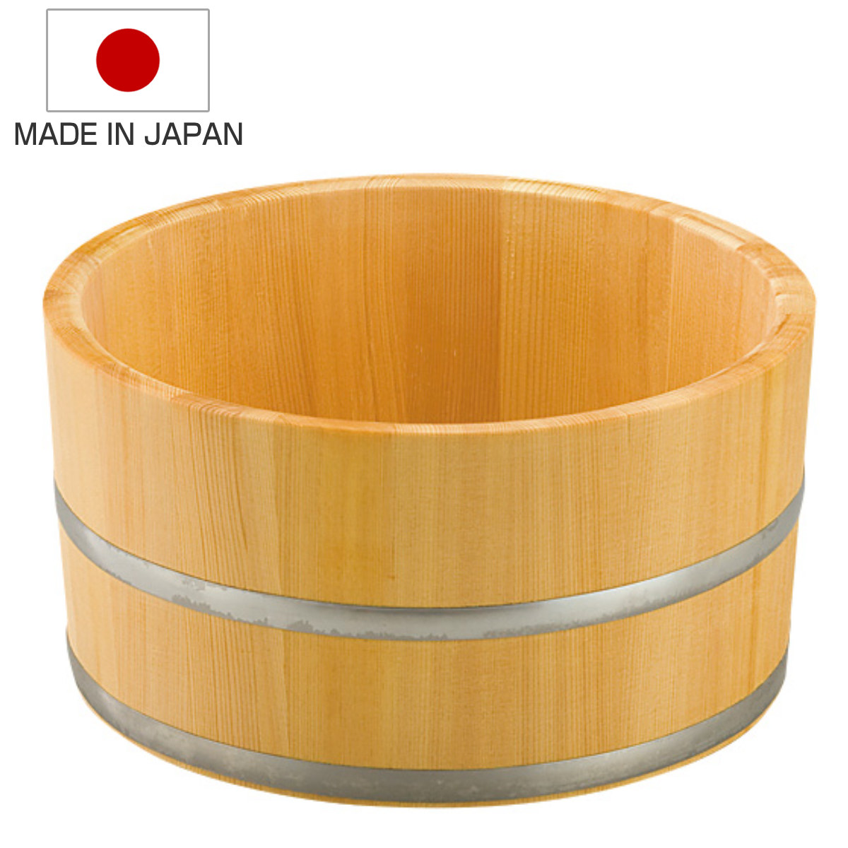 湯桶 木製 タカミゾ加工 ステンレスタガ 椹 サワラ ( 湯おけ 天然木 風呂桶 桶 おけ 風呂おけ 洗面器 お風呂 木 さわら ウォッシュボール 銭湯 温泉 取っ手 木目 すくいやすい 軽量 レトロ 日本製 )