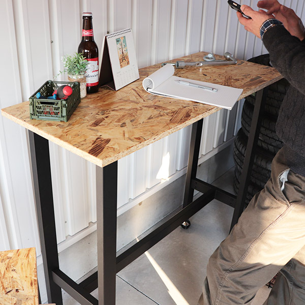 カウンターテーブル 高さ90cm カウンター デスク OSB 木製 スチール