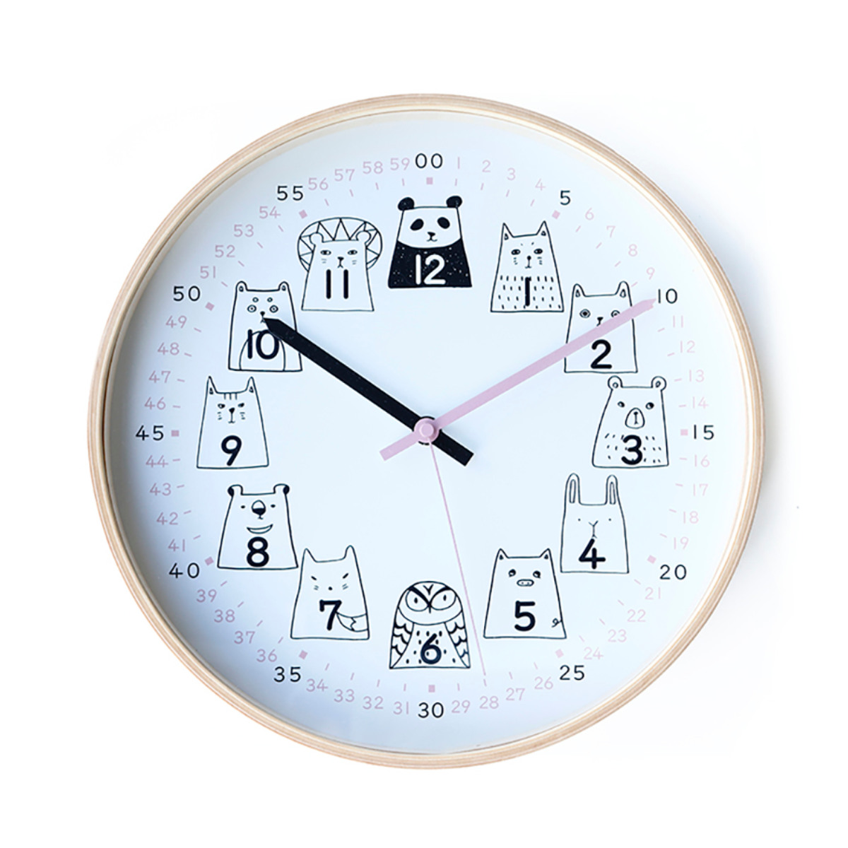 掛け時計Puddings clock ヤマト工芸 （ 時計 壁掛け時計 掛時計 壁掛け かけ時計 とけい クロック 動物 木製 アナログ  ウォールクロック 木目 ナチュラル インテリア シンプル かわいい ） 【ライトブルー】