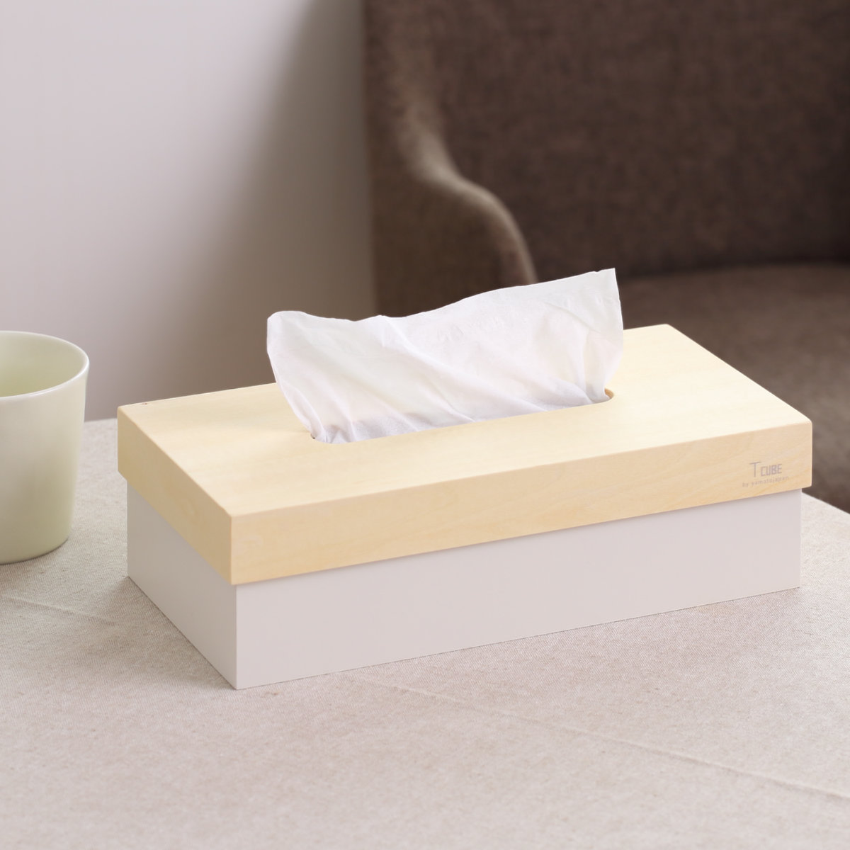 ティッシュケース 木製 T CUBE 北欧 ( ティッシュ ケース ティッシュカバー ハンドメイド 日本製 ティッシュホルダー インテリア 雑貨 リビング ダイニング 収納 おしゃれ ナチュラル 木目 ) 【アイボリー】 アイボリー