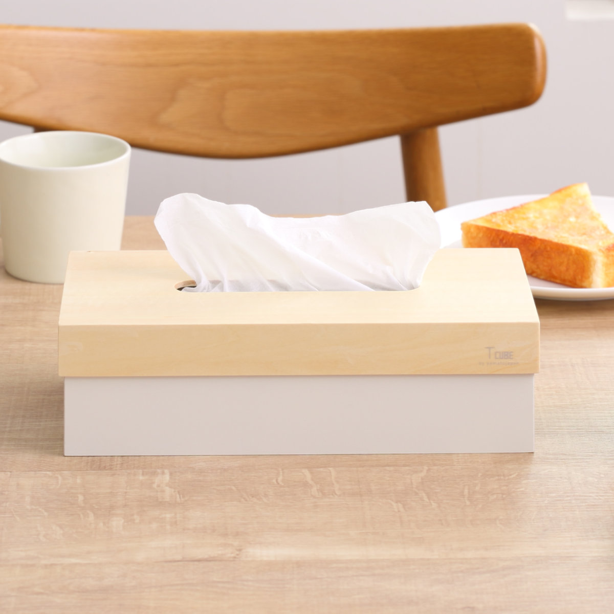 ティッシュケース 木製 T CUBE 北欧 ( ティッシュ ケース ティッシュカバー ハンドメイド 日本製 ティッシュホルダー インテリア 雑貨 リビング ダイニング 収納 おしゃれ ナチュラル 木目 ) 【アイボリー】 アイボリー